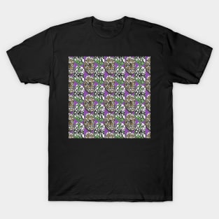 Abstract Muted Purple 80s Memphis Design Scribble Shapes Pattern T-Shirt